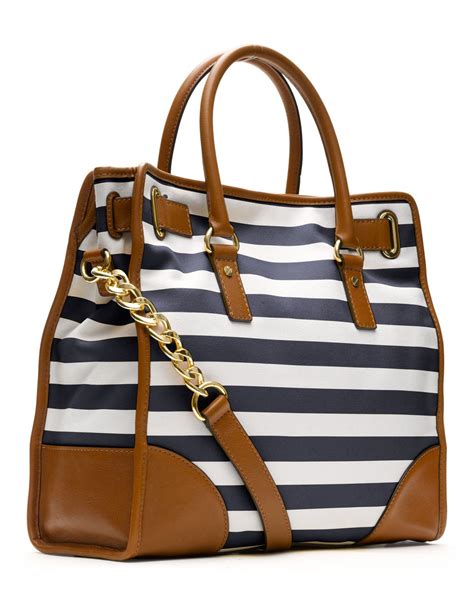 michael kors blue and white striped bag|michael kors crossbody bag black.